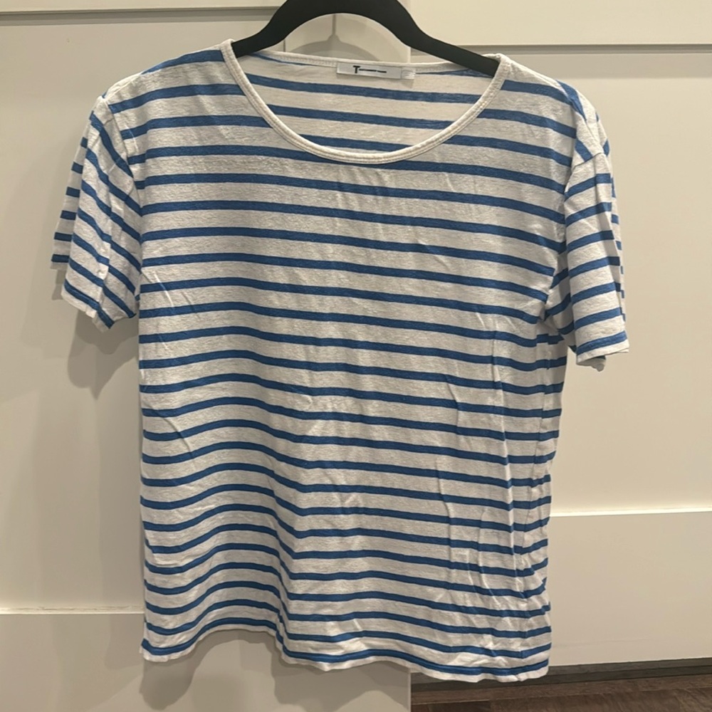 Alexander Wang blue stripe T shirt in size small